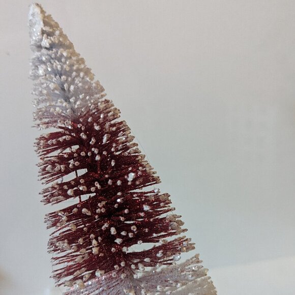 HTF Peppermint Stripe Glitter Snow Sisal Tree Michaels Xmas Mini Village Holiday - Picture 3 of 10